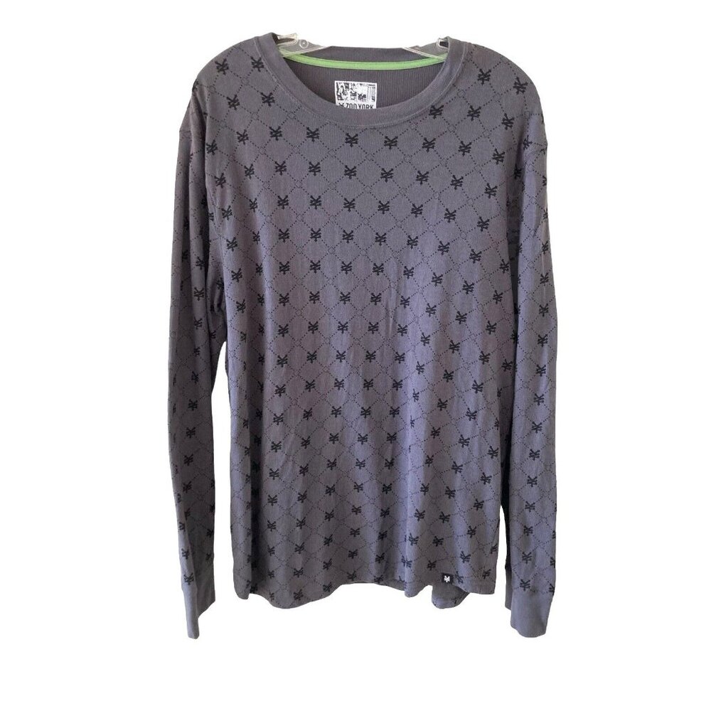 Zoo York Mens Size 2XL XXL Gray & Black L/S Cotton T-Shirt Top